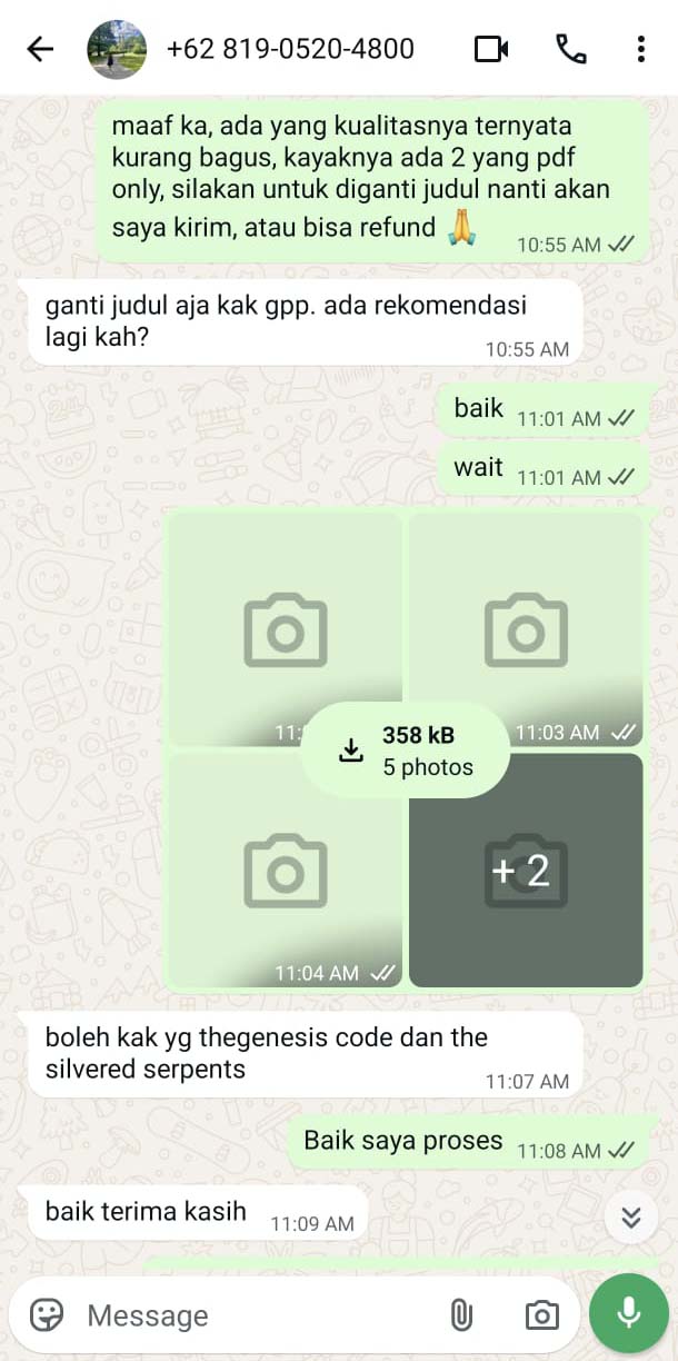 Pelanggan memilih penggantian judul dan bukan refund